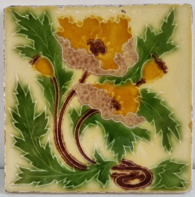 Extremely Rare Antique Art Nouveau 6" x 6" Cleveland tile circa 1900s.