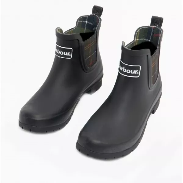 BARBOUR KINGHAM Ladies Stylish Rubber Ankle Waterproof Wellington Boots Black