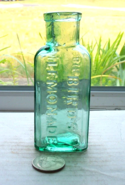 Nice Rare Green Bottle Embossed, Bird's Lemonade Alfred Bird &Son Ltd Birminghan