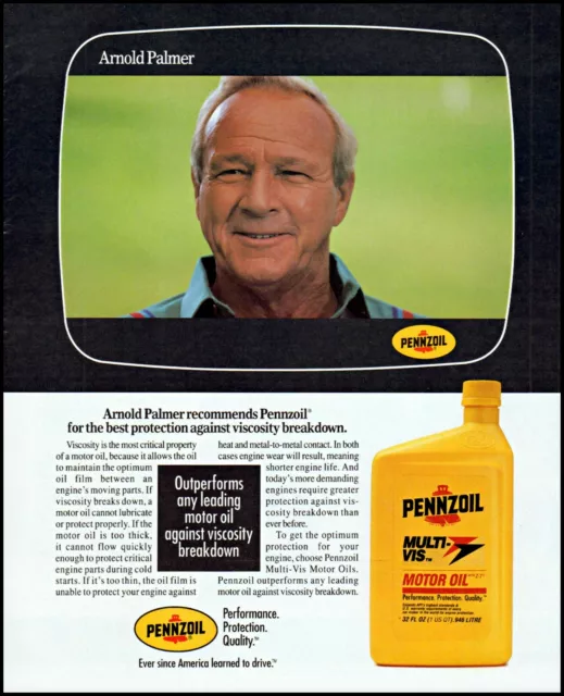 1992 Arnold Palmer photo pro golfer Pennzoil motor oil print ad adl85