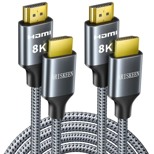 Câble HDMI 2.1 8K 2.5M 2 Pièces, Ultra HD 48Gbps Câble HDMI Tressé En Nylon Haut