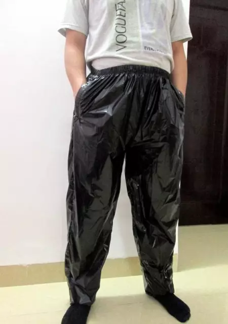 Shiny glänzendem Nylon Wet-Look Jogging Sport Hosen Trainingshosen Pants Black