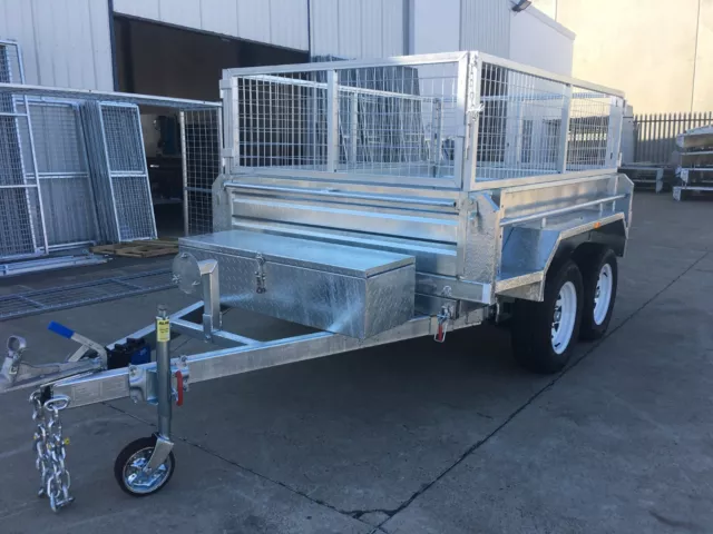 10 x 5 Hydraulic Tipper Galvanised Box Trailer Rated 3500kg ATM with 600mm cage