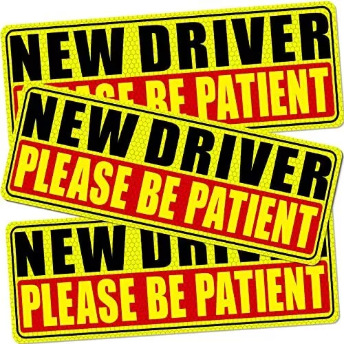 3 New Driver Magnet for Car Please Be Patient Student Driver Vehicle Bumper Sign