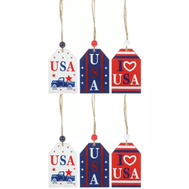 6 piezas Lista de banderas estadounidenses para el Día de la Independencia decoración de madera exterior