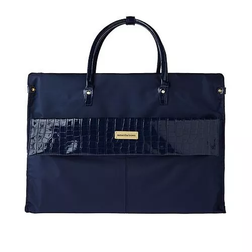 Samantha Brown Croco Detail Large Weekender Travel DUFFLE Luggage- Navy