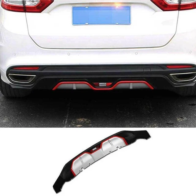 Black+Silver Rear Bumper Diffuser Lip Spoiler For Ford Mondeo Fusion 2013-2018 A