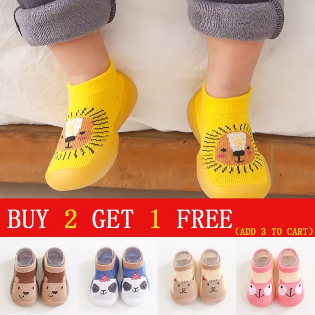 Kids Baby Girls Boys Toddler Anti-slip Slippers Socks Cotton Shoes Autumn