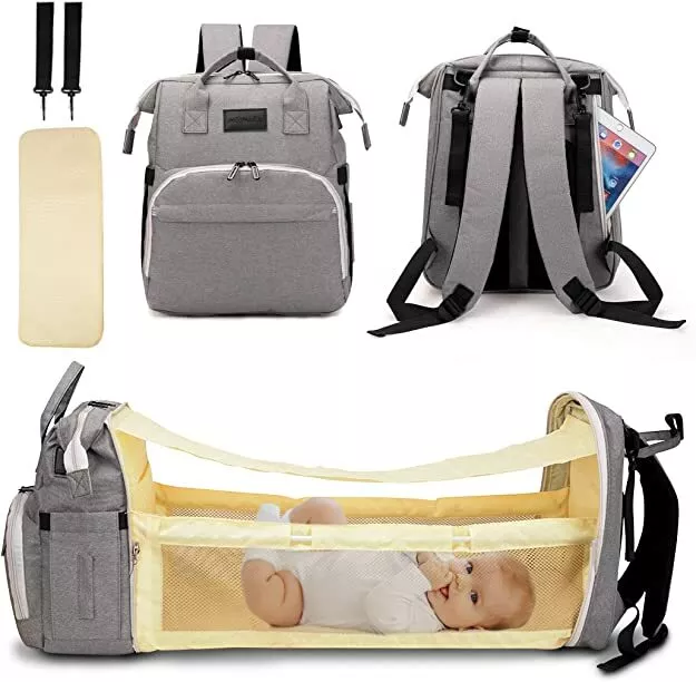Munafa Baby Diaper Bag Changing Station 3 In 1 Travel Foldable Bassinet Baby Bed