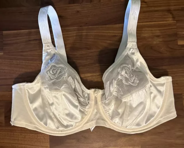 VINTAGE Goddess Embroidered Soft Cup Bra 38C Second Skin Lace
