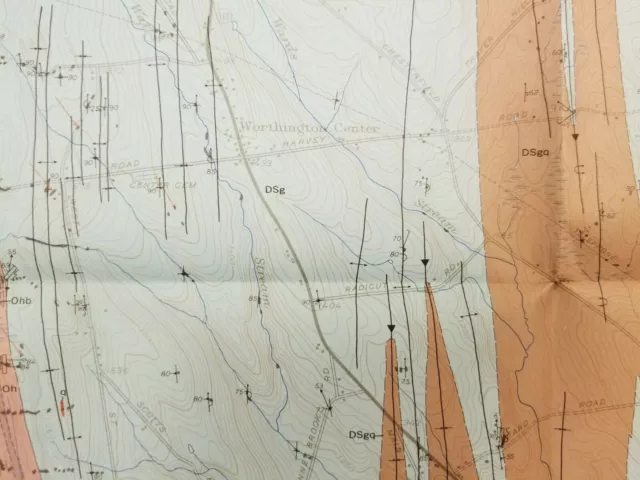 Vtg 1969 Geologic Map of Worthington, Hampshire & Berkshire Counties, MA 3