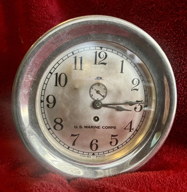 Chelsea US Marines 6in. Clock Nickel Case W/ Certificate Of Origin
