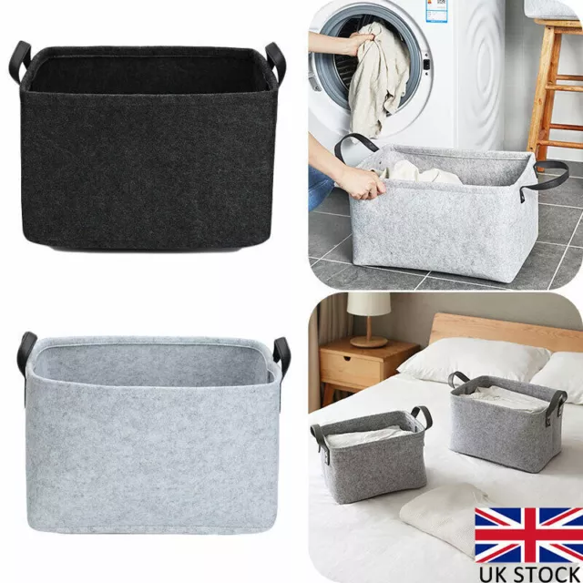 28L Large Felt Storage Basket Closet Toys Hamper Laundry Bag Shelf Box Organizer