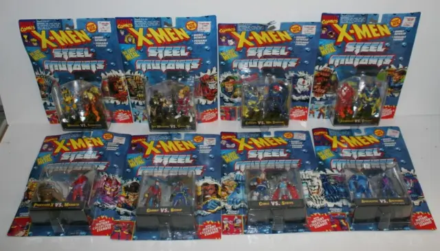 8 NEW 1994 Marvel X-Men Steel Mutants Die Cast Metal - Toy Biz Figures