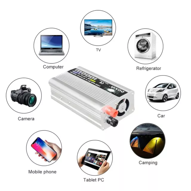 Inverter 1000W Watt 12V 220V Trasformatore Auto Barca Camper Presa Usb Campeggio