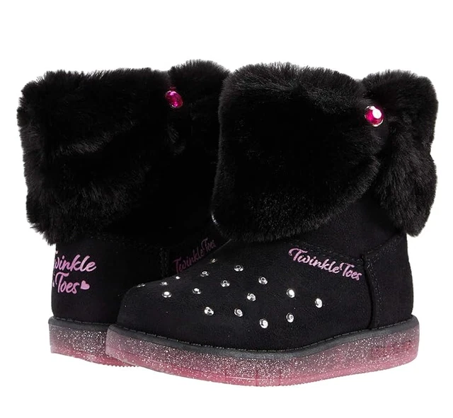 SKECHERS GIRLS TWINKLE Toes Boots Skechers Memory Foam Light Up Kids Boots Black 29.99 PicClick UK