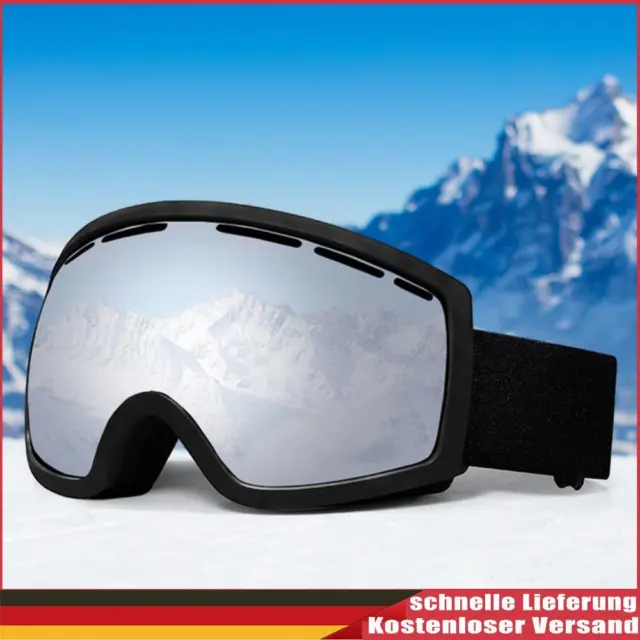 Skibrille Schnee Snowboardbrille Antibeschlag Ski Snowboardbrille (Schwarz Silbe