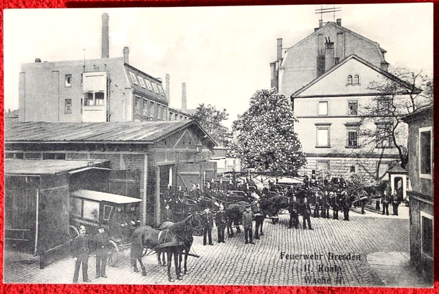 36481 Top Rarität Postkarte Dresden-Neustadt Feuerwehr-Wache um 1915