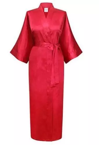 Oversize Plus Size Women Robe Kimono Silk Satin Long Bridesmaid Wedding Bride