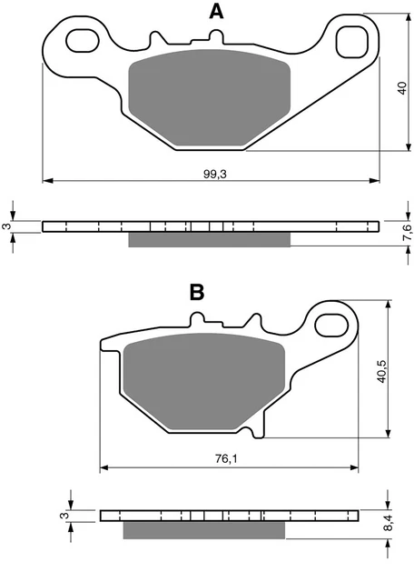 Bremsscheibenbeläge Goldfren K1 hinten rechts für Quadzilla XLC 500 E 2013 - 2014