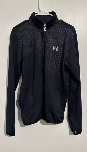 Under Armour UA Hoodie Hoody Mens Navy Coldgear Tight Fit Full Zip Size L