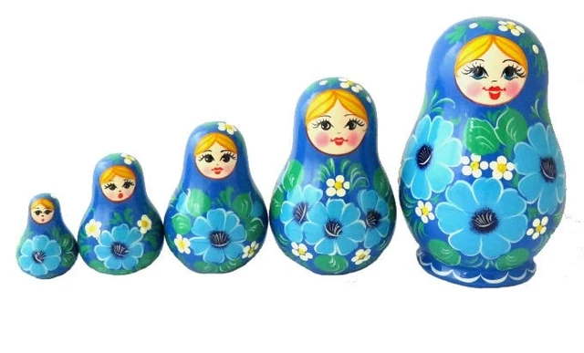 Winterworm Lot de 7 poupées gigognes en bois russe authentique Matriochka Cadeau d'anniversaire Décoration d'intérieur Vert