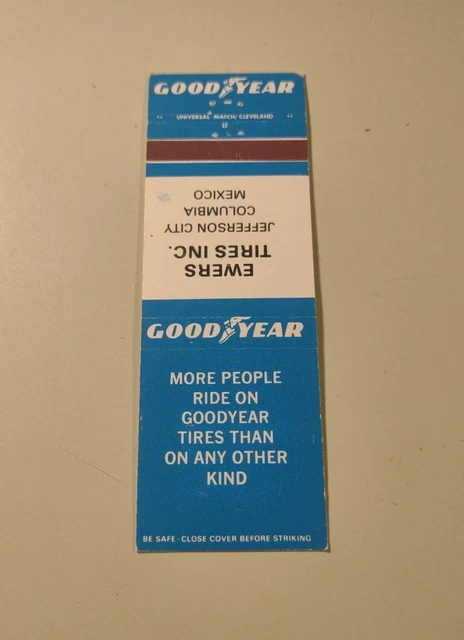 Vintage Ewers Tires Inc. Goodyear Tires Collectible Matchbook Cover Used