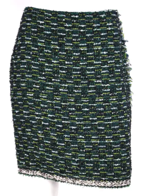 LANVIN Ete 2014 Multi-Green Wool & Cotton Tweed Pencil Mini Skirt 44