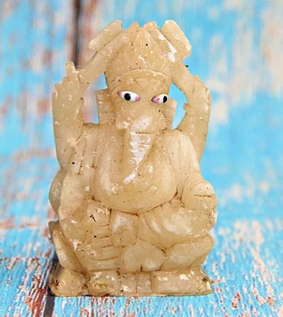 Old Vintage Hand Carved  Marble  Lord Ganesha Figure/Statue Collectible P3