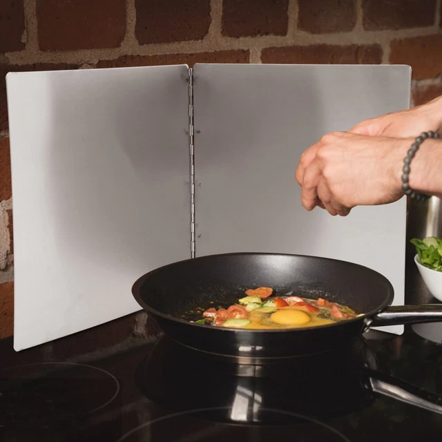 Pare-éclaboussures Antiadhésif Pour Cuisson - 84 X 39 Cm - Aluminium, 3 Panneaux Articulés - Protège Des Projections D'huile - 11