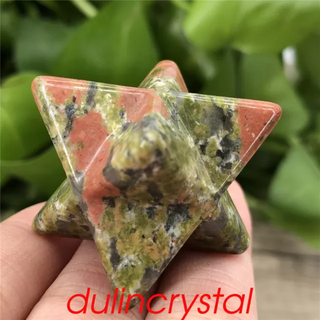 1pc Natural Unakite  Merkaba Star Quartz Crystal Skull Gem Healing Reiki