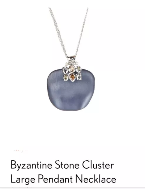 100% Authentic Alexis Bittar Blue Lucite & Byzantine Multi Color Stone Necklace 3