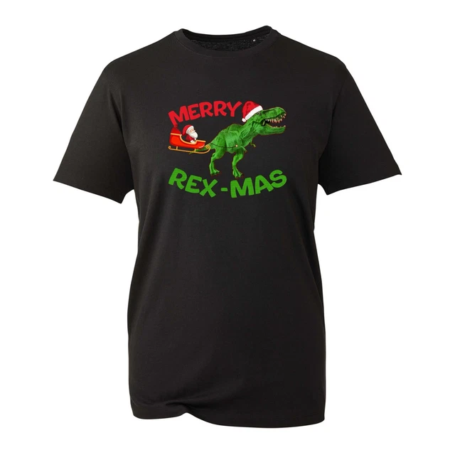 Santa Merry Rex-Mas T-Shirt, Merry Christmas Dinosaur Funny Xmas Gift Unisex Top