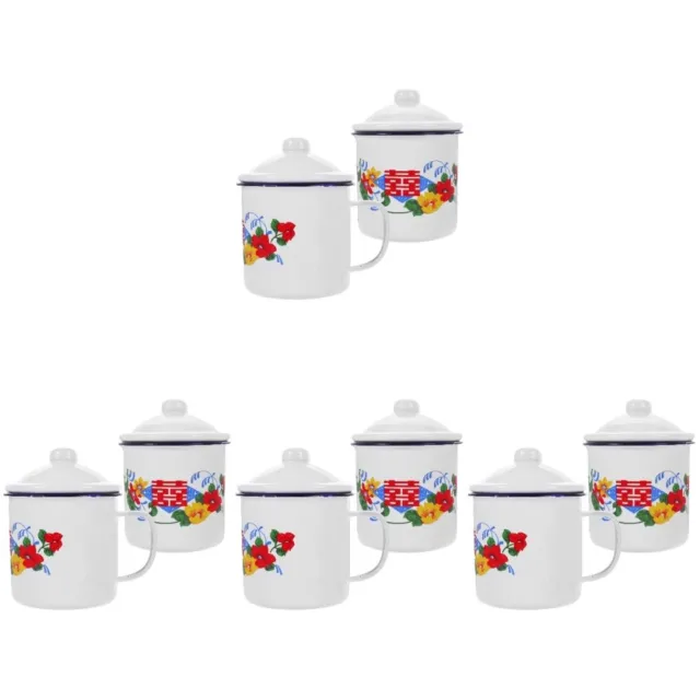 8 Pcs enamel tea mug Enamel Teacup Red Enamel Mug Mini Mug Travel Coffee