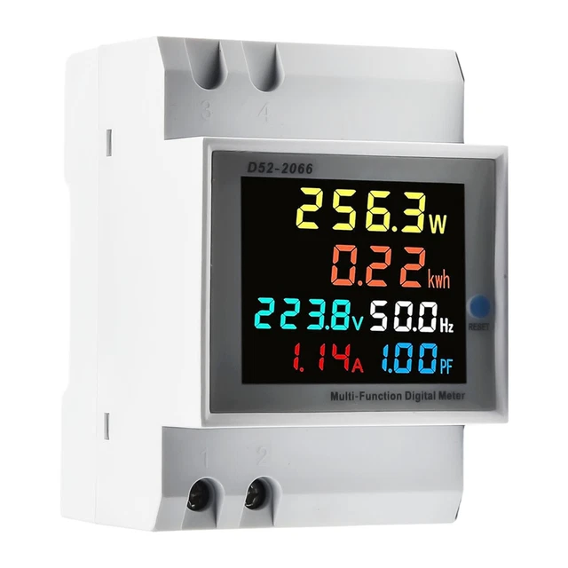 High-Precision 100A DIN Rail AC Power Meter with Integrated Current Transformer