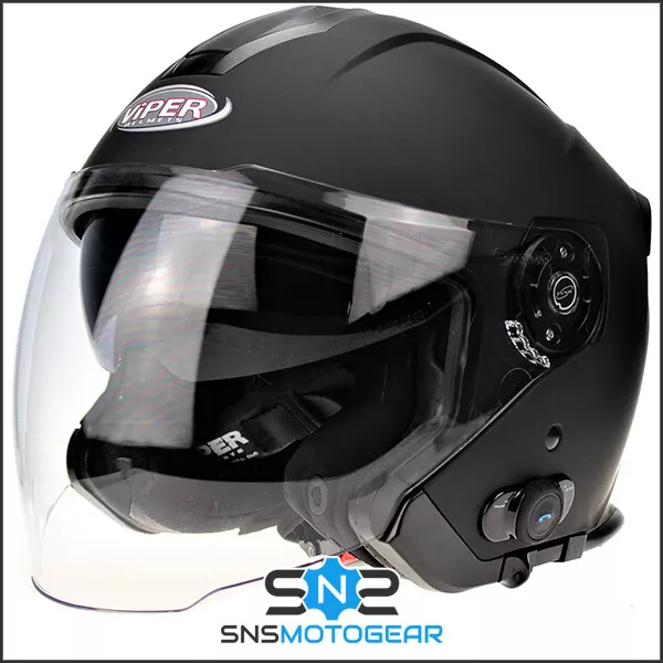 Viper RSV10 Blinc Bluetooth Open Face Motorcycle Motorbike Helmet - Matt Black