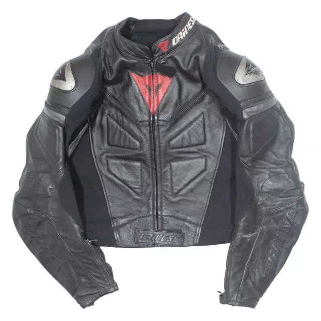 Vintage Dainese gepanzerte Herren Motorradjacke schwarz Leder 90er Jahre