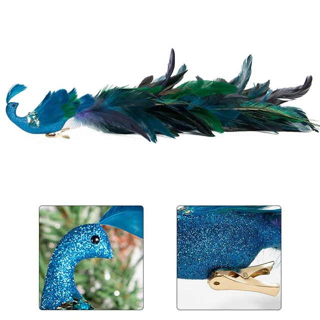 18 oiseau artificiel paon à plumes décoration arbre de Noël 18 accrocheur