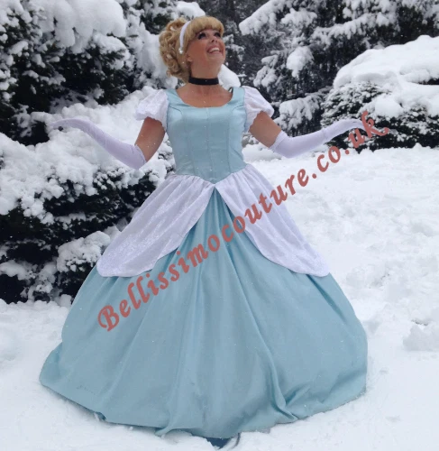 PRINCESS DRESS CINDERELLA blue/white satin Costume adult SIZE  6,8,10,12,14,16 119.99 - PicClick UK