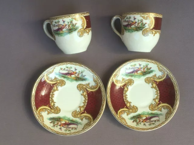 2 x Vintage MYOTT Royal Crown CHELSEA BIRD Pattern COFFEE CUP, Demitasse - Rare