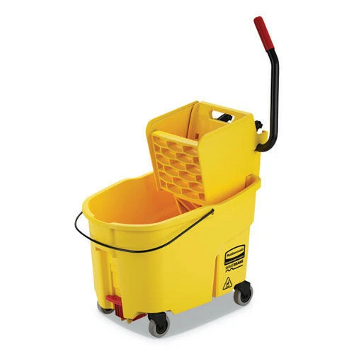 Rubbermaid Commercial FG618688YEL WaveBrake Side Press Bucket w/ Drain - YEL New
