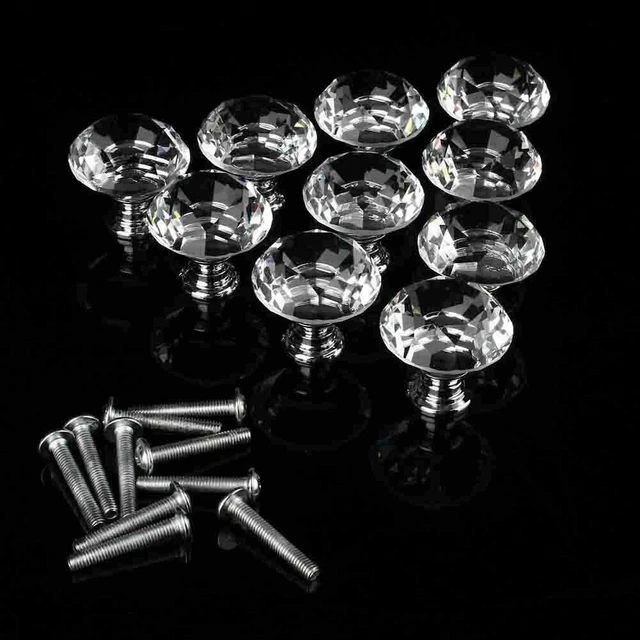 40Pack Crystal Drawer Knobs Diamond Shape Glass Handle Pull for Cabinet Cupboard