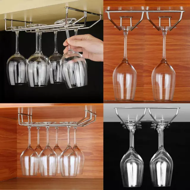 Wine Rack Glass Holder Bar Under Cabinet Kitchen Hanger Home décor Gift Dining