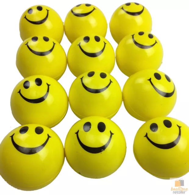 12x YELLOW STRESS BALLS Hand Relief Squeeze Toy Reliever Antistress Soft Smiley 3