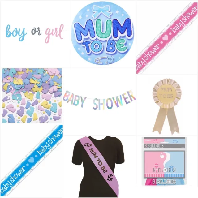 Baby Shower Decorations Gender Reveal Mum to Be Party Boy Girl Accessories UK