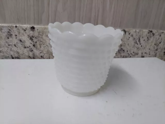 Fire-King Hobnail Planter Vase Milk Glass Anchor Hocking Vintage Decor