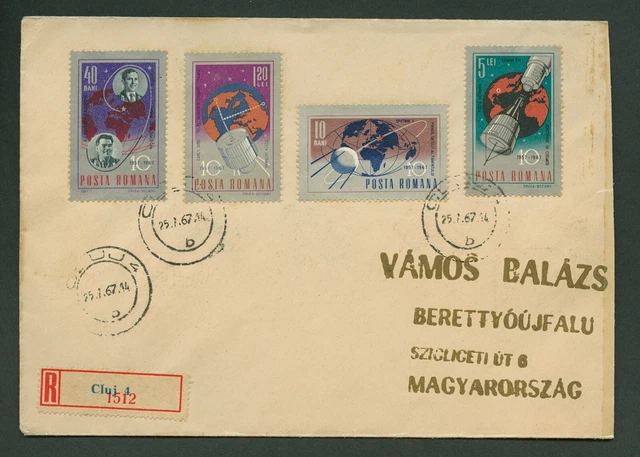 1967 Rumänien FDC Weltraum Space Gemini Wostok TV satellite Sputnik I