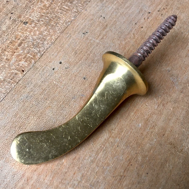X1 Antique Solid Brass Kitchen Hook Victorian Reclaimed Vintage - 2 Available
