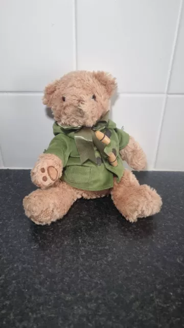 harrods teddy bear olive green autumn coat collectable