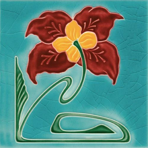 Art Nouveau Vintage Ceramic Tile Azulejo German Trivet Majolica Reproduction
